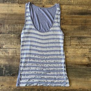 Silver Sequin Stripe Tank